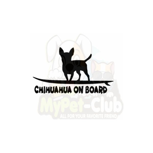 מדבקות לרכב כלב צ'יוואווה עומד על גלשן